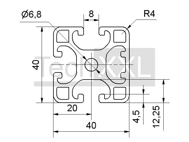 ▷ Profilé aluminium 30x30 3N Type B rainure 8