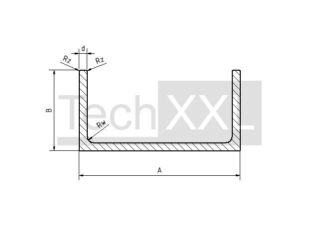 CProfilé 25x25x2 Rw/Rz0,5 wie HH300CP12