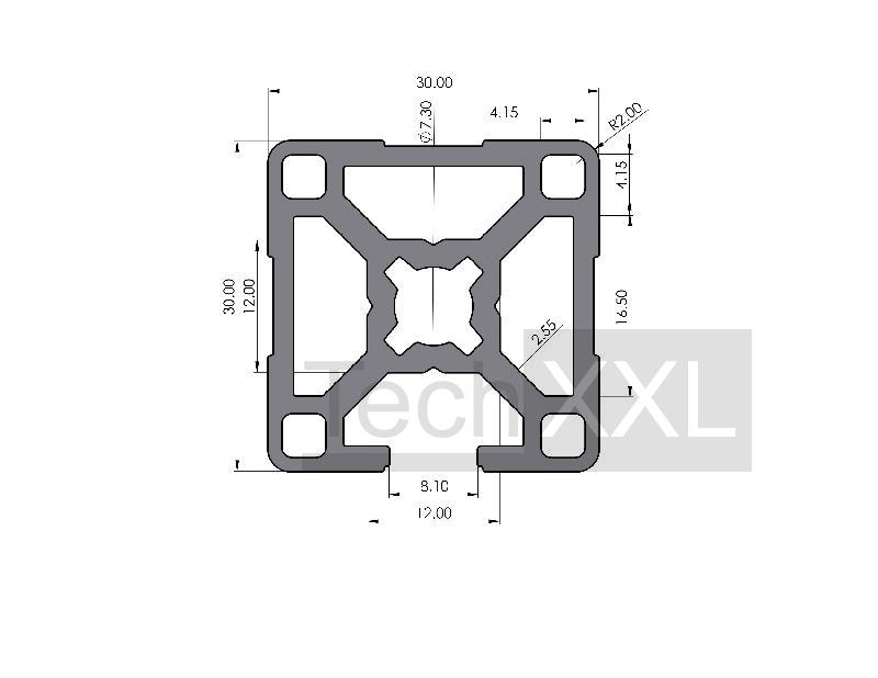 ▷ Profilé aluminium 30x30 3N Type B rainure 8