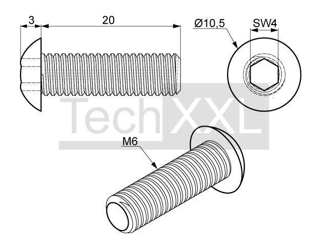 Vis Bhc tête bombée M6x20, inox ➡️ 0.26€ ▷ Profilés et Accessoires - Item  No 102595