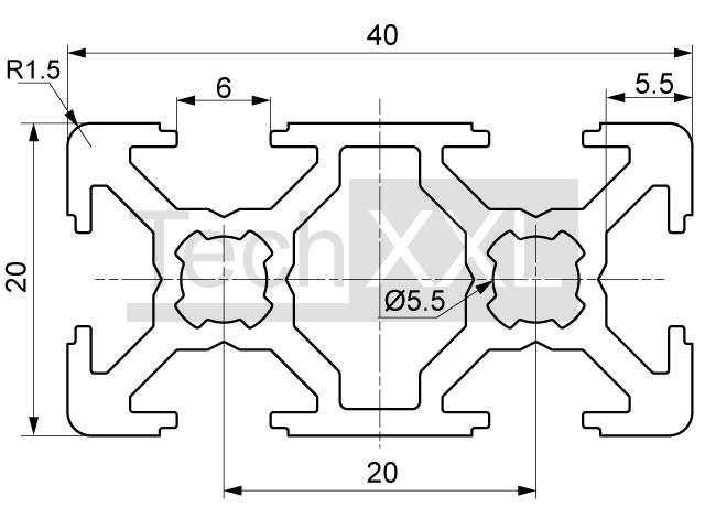 ▷ Profilé aluminium 30x30 3N Type B rainure 8