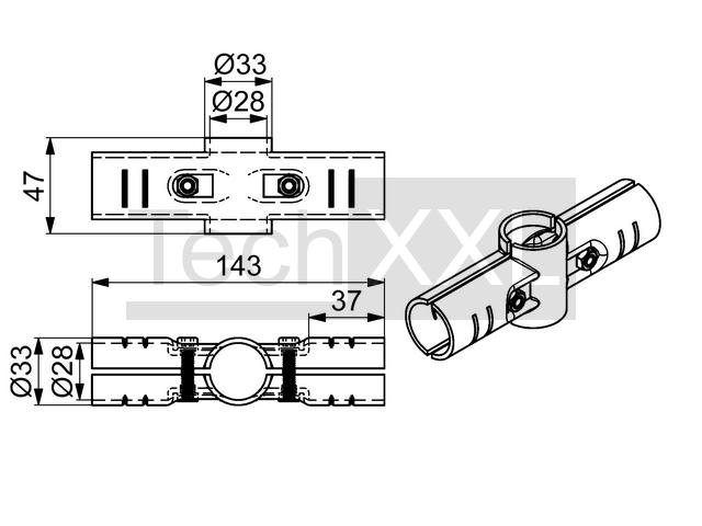 Connecteur D28 standard 2 voies 180° lourd, noir wie HRS200D28GV2S180SCHS